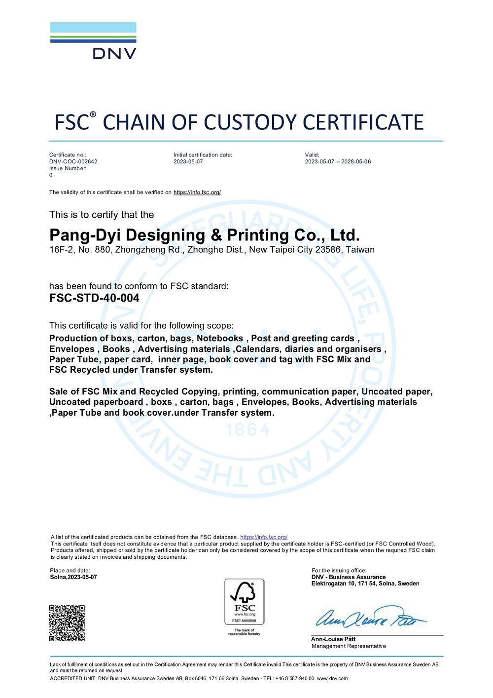 PUNYD-FSC Certificate